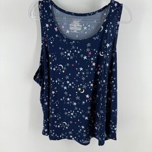 JOYSUN Women's Plus Size 3X Navy Celestial‎ Stars Moon Hearts Tank Top